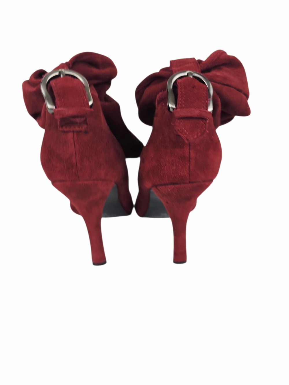 Nine West Wine Red Suede Pointed-Toe Fold-Over Slouch Ankle Booties - Picture 6 of 11